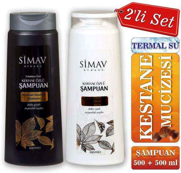 Simav Synaus Kestane Özlü ve Termal Sulu Şampuan Seti 2'li - 500 ml ürün görseli 1