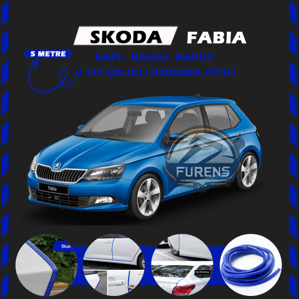 Skoda Fabia Oto Araç Kapı Koruma Fitili 5metre Parlak Beyaz Renk ürün görseli 1