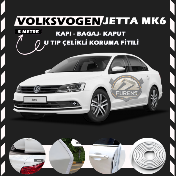 Volksvogen Jetta mk6 Oto Araç Kapı Koruma Fitili 5metre Parlak Beyaz Renk ürün görseli 1