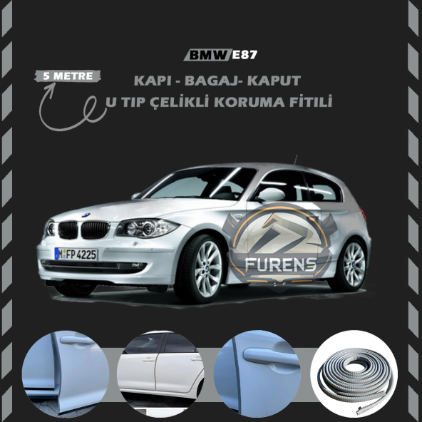Bmw E87 Oto Araç Kapı Koruma Fitili 5metre Parlak Gri Renk ürün görseli 1