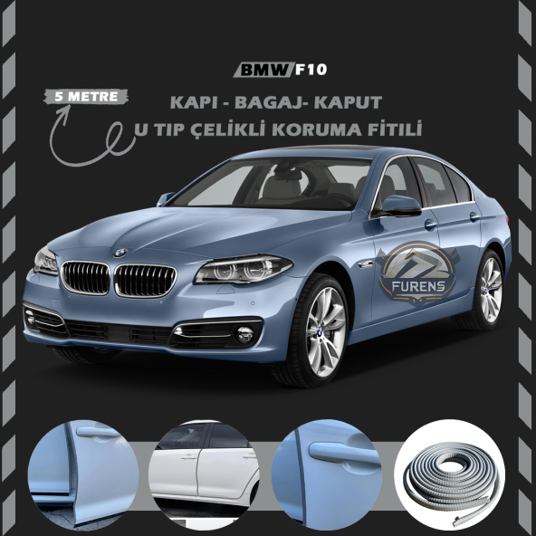 Bmw F10 Oto Araç Kapı Koruma Fitili 5metre Parlak Gri Renk ürün görseli 1