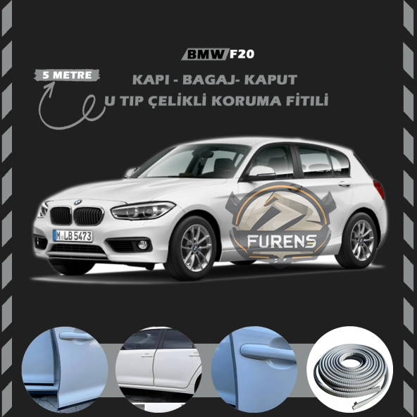 Bmw F20 Oto Araç Kapı Koruma Fitili 5metre Parlak Gri Renk ürün görseli 1