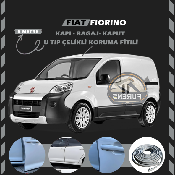 Fiat Fiorino Oto Araç Kapı Koruma Fitili 5metre Parlak Gri Renk ürün görseli 1