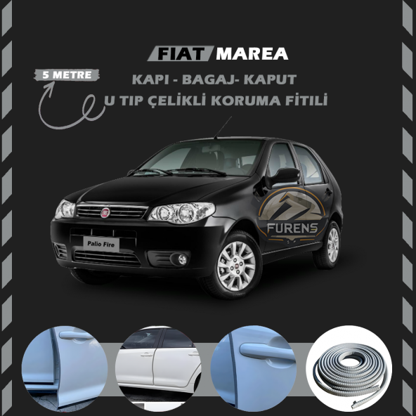 Fiat Palio Oto Araç Kapı Koruma Fitili 5metre Parlak Gri Renk ürün görseli 1