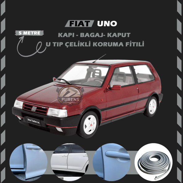 Fiat Uno Oto Araç Kapı Koruma Fitili 5metre Parlak Gri Renk ürün görseli 1