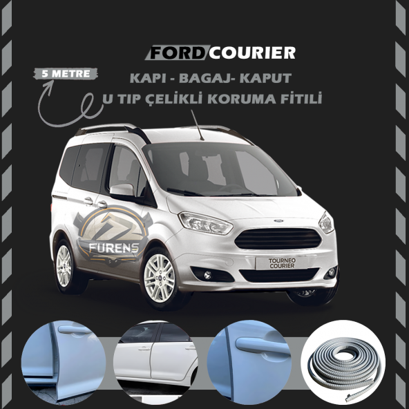 Ford Courier Oto Araç Kapı Koruma Fitili 5metre Parlak Gri Renk ürün görseli 1