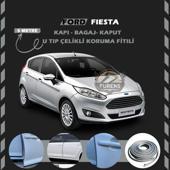 Ford Fiesta Oto Araç Kapı Koruma Fitili 5metre Parlak Gri Renk ürün görseli 1