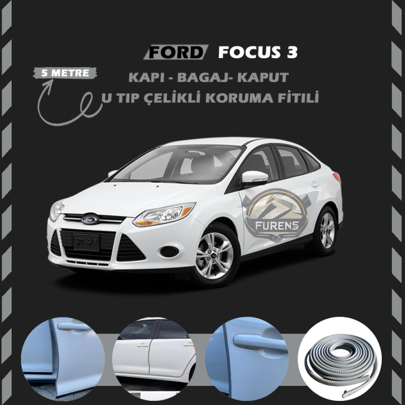 Ford Focus 3 Oto Araç Kapı Koruma Fitili 5metre Parlak Gri Renk ürün görseli 1