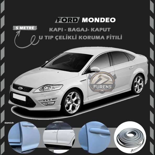 Ford Mondeo Oto Araç Kapı Koruma Fitili 5metre Parlak Gri Renk ürün görseli 1
