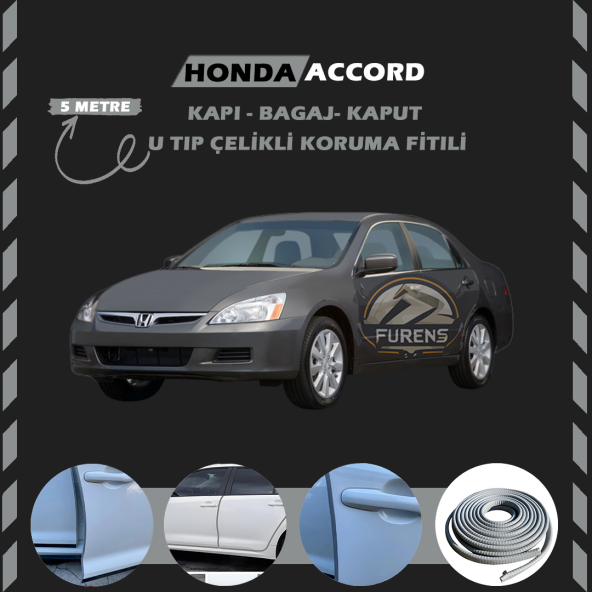Honda Accord Oto Araç Kapı Koruma Fitili 5metre Parlak Gri Renk ürün görseli 1