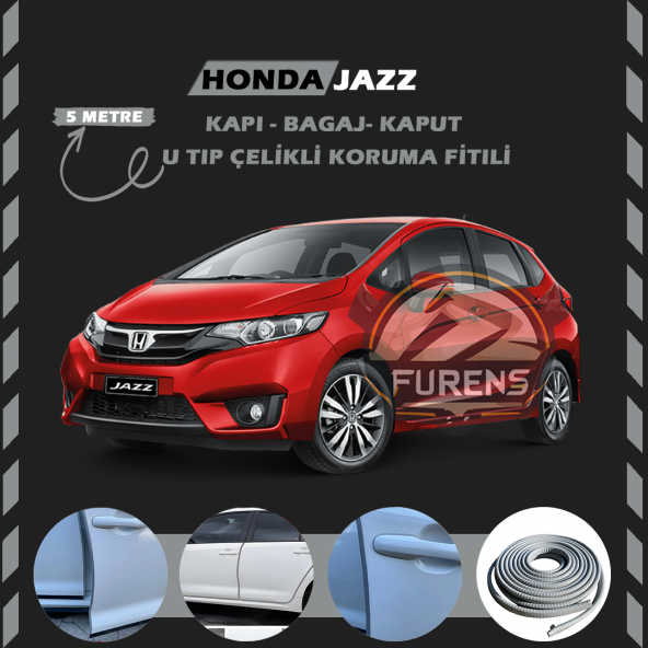 Honda Jazz Oto Araç Kapı Koruma Fitili 5metre Parlak Gri Renk ürün görseli 1
