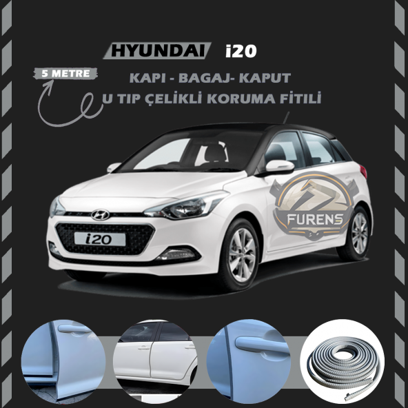Hyundai İ20 Oto Araç Kapı Koruma Fitili 5metre Parlak Gri Renk ürün görseli 1