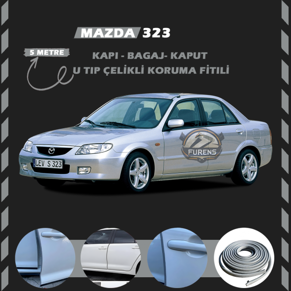 Mazda 323 Oto Araç Kapı Koruma Fitili 5metre Parlak Gri Renk ürün görseli 1