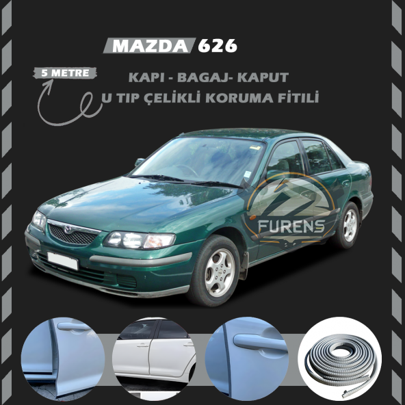Mazda 626 Oto Araç Kapı Koruma Fitili 5metre Parlak Gri Renk ürün görseli 1