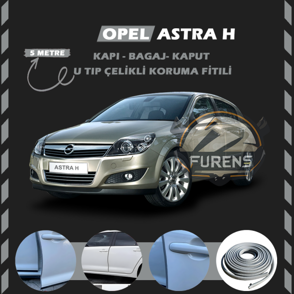 Opel Astra H Oto Araç Kapı Koruma Fitili 5metre Parlak Gri Renk ürün görseli 1
