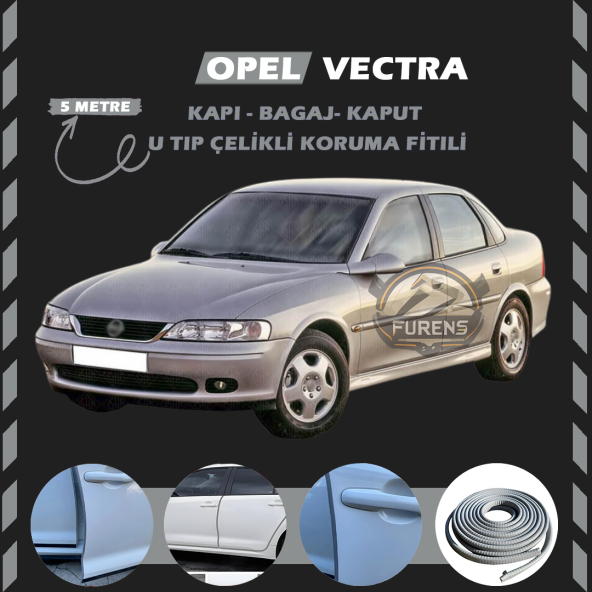 Opel Vectra Oto Araç Kapı Koruma Fitili 5metre Parlak Gri Renk ürün görseli 1