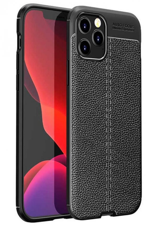 iPhone 11 Pro Max Kılıf Deri Desenli Kamera Korumalı Silikon ürün görseli 1