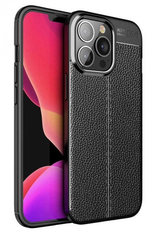 iPhone 13 Pro Kılıf Deri Desenli Kamera Korumalı Silikon ürün görseli 1