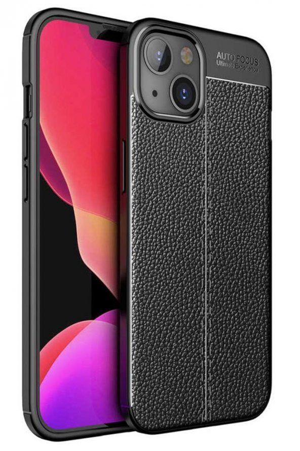 iPhone 13 Mini Kılıf Deri Desenli Kamera Korumalı Silikon ürün görseli 1
