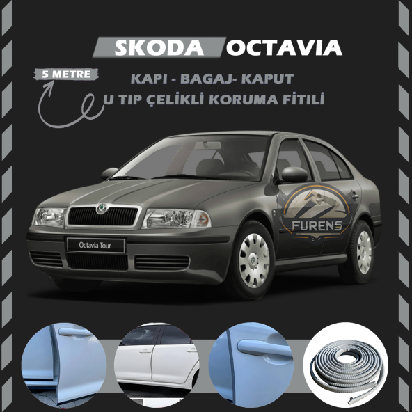 Skoda Octavia Oto Araç Kapı Koruma Fitili 5metre Parlak Gri Renk ürün görseli 1