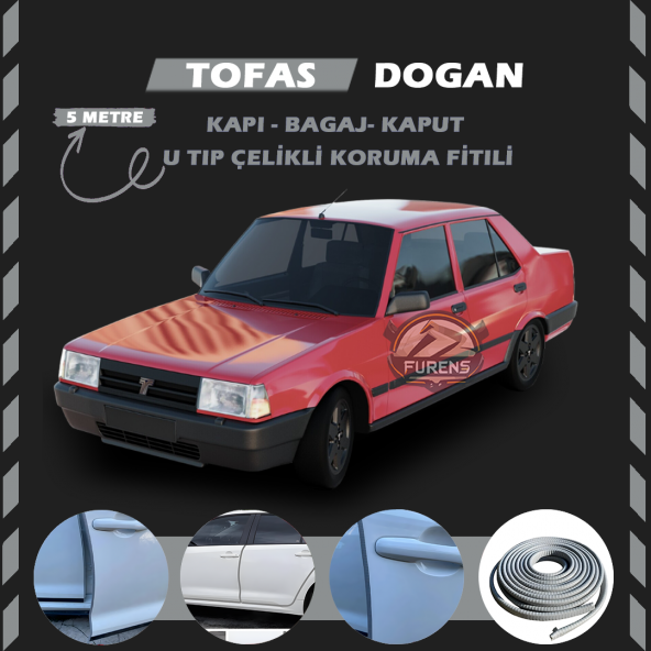 Tofaş Doğan Oto Araç Kapı Koruma Fitili 5metre Parlak Gri Renk ürün görseli 1
