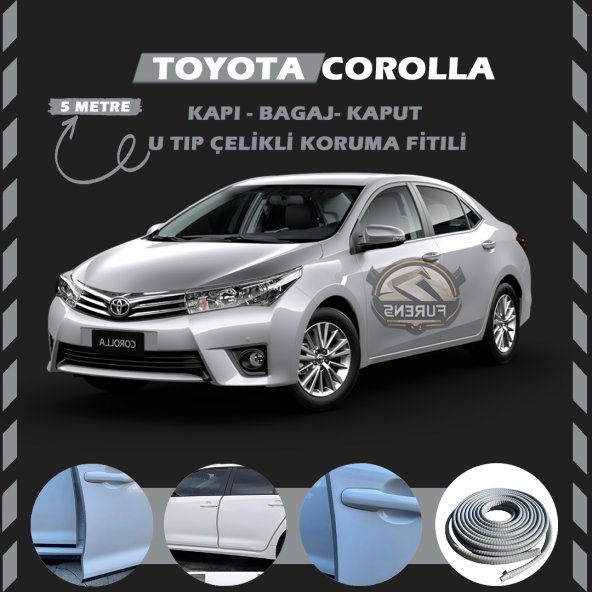 Toyota Corolla Oto Araç Kapı Koruma Fitili 5metre Parlak Gri Renk ürün görseli 1