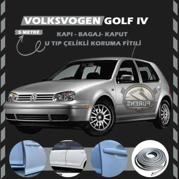 Volksvogen Golf 4 Oto Araç Kapı Koruma Fitili 5metre Parlak Gri Renk ürün görseli 1