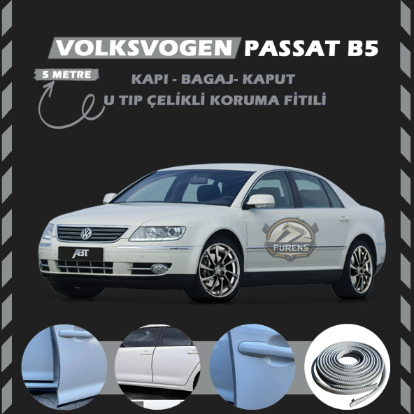 Volksvogen Passat B5 Oto Araç Kapı Koruma Fitili 5metre Parlak Gri Renk ürün görseli 1