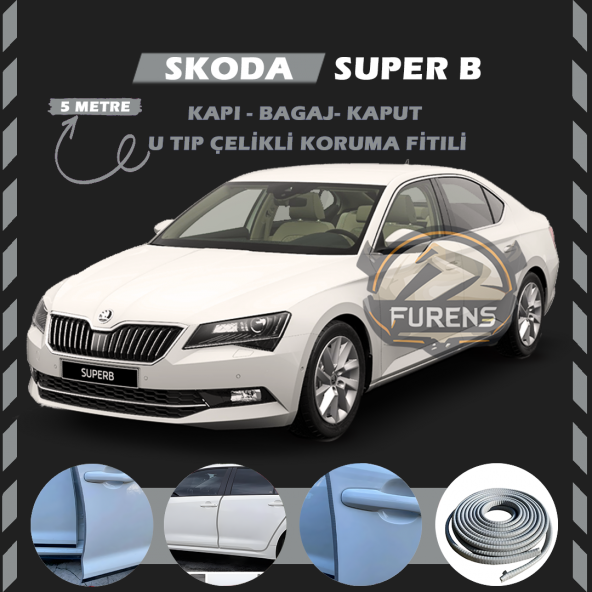 Skoda SuperB Oto Araç Kapı Koruma Fitili 5metre Parlak Gri Renk ürün görseli 1