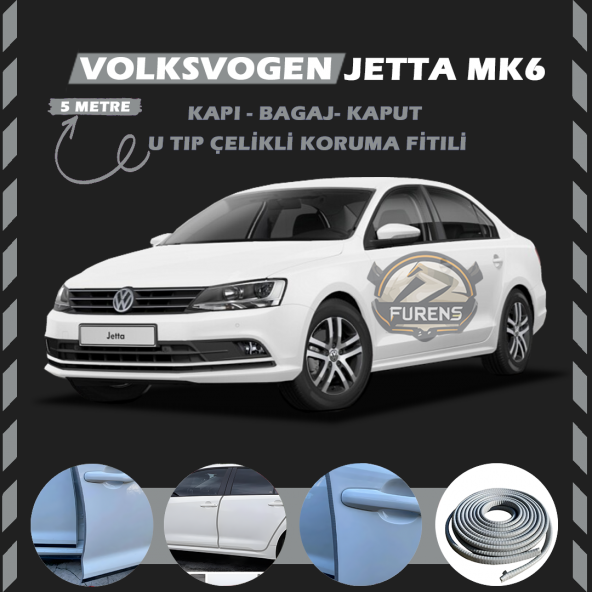 Volksvogen Jetta mk6 Oto Araç Kapı Koruma Fitili 5metre Parlak Gri Renk ürün görseli 1