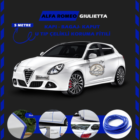 Alfa Romeo Giulietta Oto Araç Kapı Koruma Fitili 5metre Parlak Mavi Renk ürün görseli 1