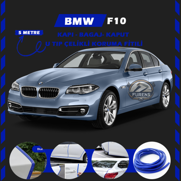 Bmw F10 Oto Araç Kapı Koruma Fitili 5metre Parlak Mavi Renk ürün görseli 1