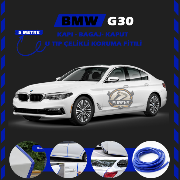 Bmw G30 Oto Araç Kapı Koruma Fitili 5metre Parlak Mavi Renk ürün görseli 1