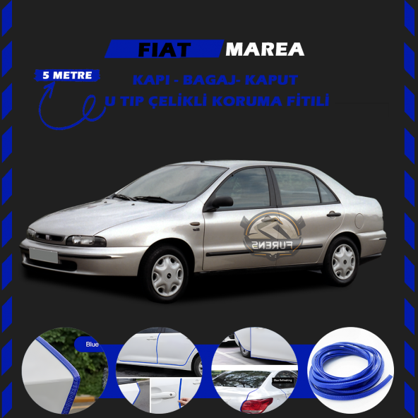 Fiat Marea Oto Araç Kapı Koruma Fitili 5metre Parlak Mavi Renk ürün görseli 1