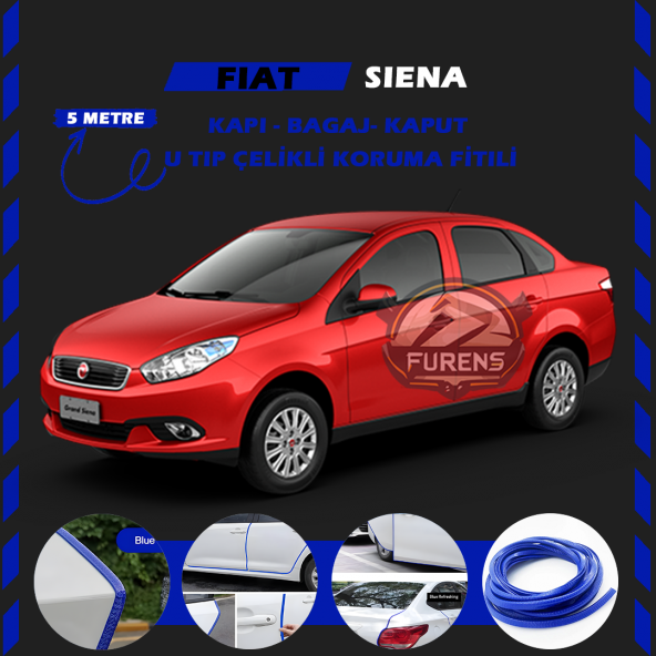 Fiat Siena Oto Araç Kapı Koruma Fitili 5metre Parlak Mavi Renk ürün görseli 1