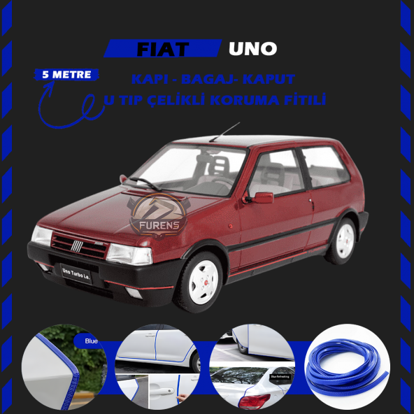 Fiat Uno Oto Araç Kapı Koruma Fitili 5metre Parlak Mavi Renk ürün görseli 1