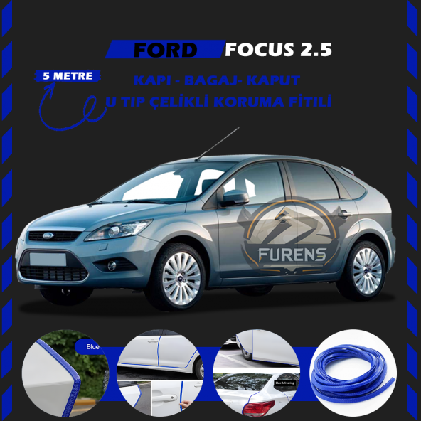 Ford Focus 2.5 Oto Araç Kapı Koruma Fitili 5metre Parlak Mavi Renk ürün görseli 1