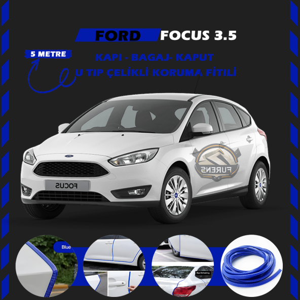 Ford Focus 3.5 Oto Araç Kapı Koruma Fitili 5metre Parlak Mavi Renk ürün görseli 1