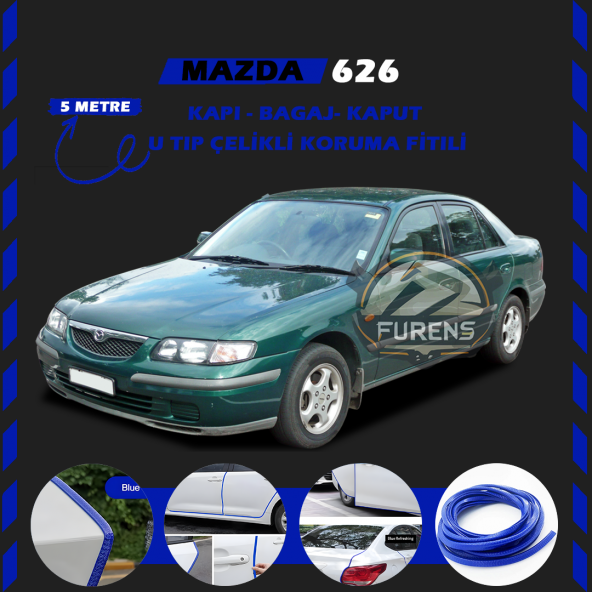 Mazda 626 Oto Araç Kapı Koruma Fitili 5metre Parlak Mavi Renk ürün görseli 1