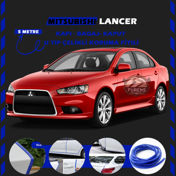 Mitsubishi Lancer Oto Araç Kapı Koruma Fitili 5metre Parlak Mavi Renk ürün görseli 1