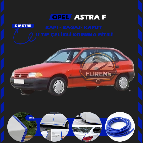 Opel Astra F Oto Araç Kapı Koruma Fitili 5metre Parlak Mavi Renk ürün görseli 1