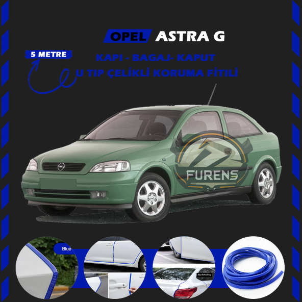 Opel Astra G Oto Araç Kapı Koruma Fitili 5metre Parlak Mavi Renk ürün görseli 1