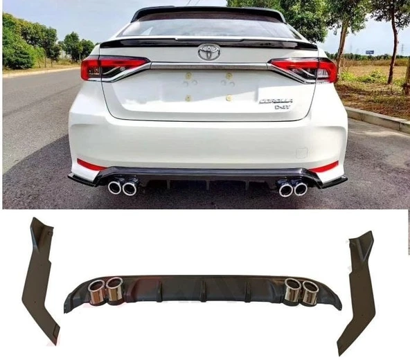 AUTOGP Toyota corolla arka tampon difüzör ve flap takımı sedan 3 parça 2019+ ürün görseli 1