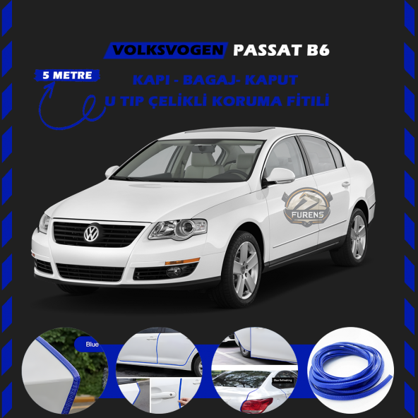 Volksvogen Passat B6 Oto Araç Kapı Koruma Fitili 5metre Parlak Mavi Renk ürün görseli 1