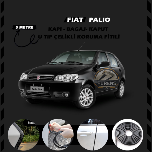 Fiat Palio Oto Araç Kapı Koruma Fitili 5metre Parlak Siyah Renk ürün görseli 1
