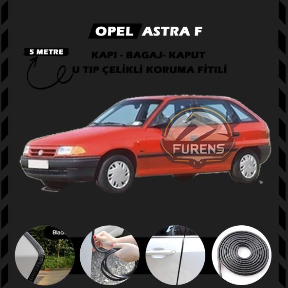 Opel Astra F Oto Araç Kapı Koruma Fitili 5metre Parlak Siyah Renk ürün görseli 1