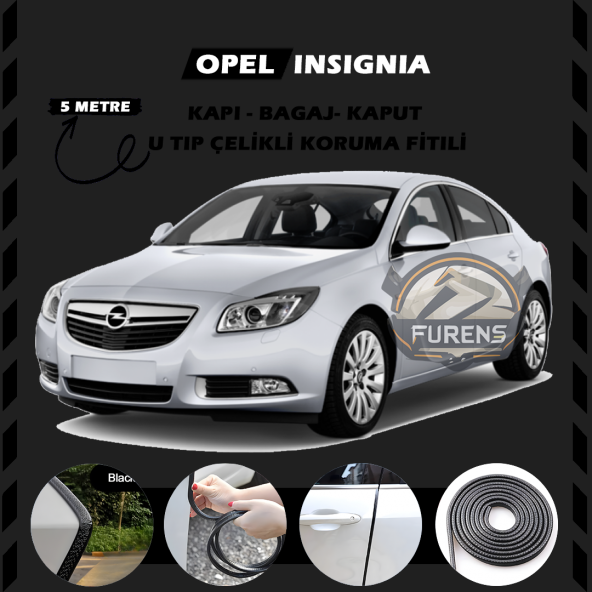 Opel İnsignia Oto Araç Kapı Koruma Fitili 5metre Parlak Siyah Renk ürün görseli 1