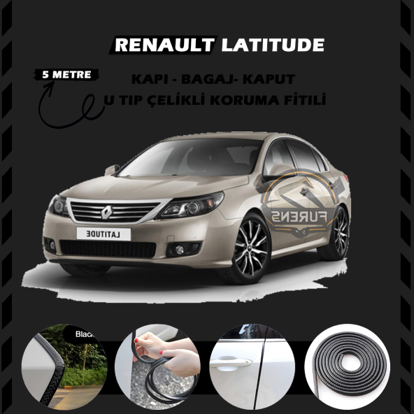 Renault Latitude Oto Araç Kapı Koruma Fitili 5metre Parlak Siyah Renk ürün görseli 1