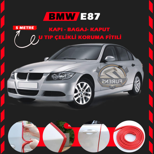 Bmw E90 Oto Araç Kapı Koruma Fitili 5metre Parlak Kırmızı Renk ürün görseli 1