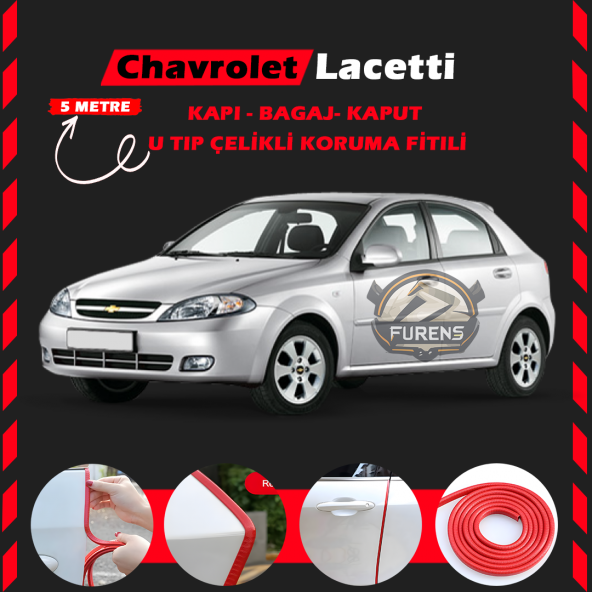 Chavrolet Lacetti Oto Araç Kapı Koruma Fitili 5metre Parlak Kırmızı Renk ürün görseli 1